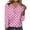 Pink, variant on YUGYXL Tops for Women Long Sleeve Polka Dots Printed V Neck T Shirt Fall Casual Button Pullover Fashion Daily Shirts Pink XXL
