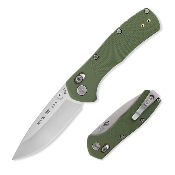 Buck Knives 791 Range Pro Folding Pocket Knife, EDC Knife, 3-3/8” Drop Point Blade, Green, 2.9 oz