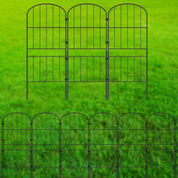 15pcs Decorative Garden Fence, Black Metal Garden Edging Panels, Outdoor Wire Fencing for Flower Bed, Yard, Lawn Border & Pet Barrier