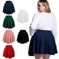 thumbnail image 4 of Women's Plus Size Mini Skater Skirt- Basic Versatile High Waisted Flared Casual Stretchy Skirts Black, 4 of 7