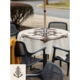 thumbnail image 5 of Outdoor Tablecloth with Umbrella Hole for Patio/Picnic/Party/Camping, Nautical Anchor Waterproof Table Cloth Square Cover Washable, Vintage Coastal Rudder Farmhouse Beige (60"x 60"), 5 of 8