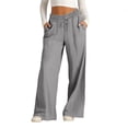 thumbnail image 3 of Nestiefly Wide Leg Linen Pants Womens Summer Loose Beach Pants for Women Vacation Lightweight Straight Leg Trousers with Pockets 2026 Gray L, 3 of 8