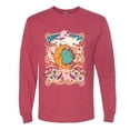 thumbnail image 2 of Wild Bobby Sun and Moon Groovy Vintage Daisy Flowers Stars Vintage Men Long Sleeve Shirt, Vintage Heather Red, Small, 2 of 6