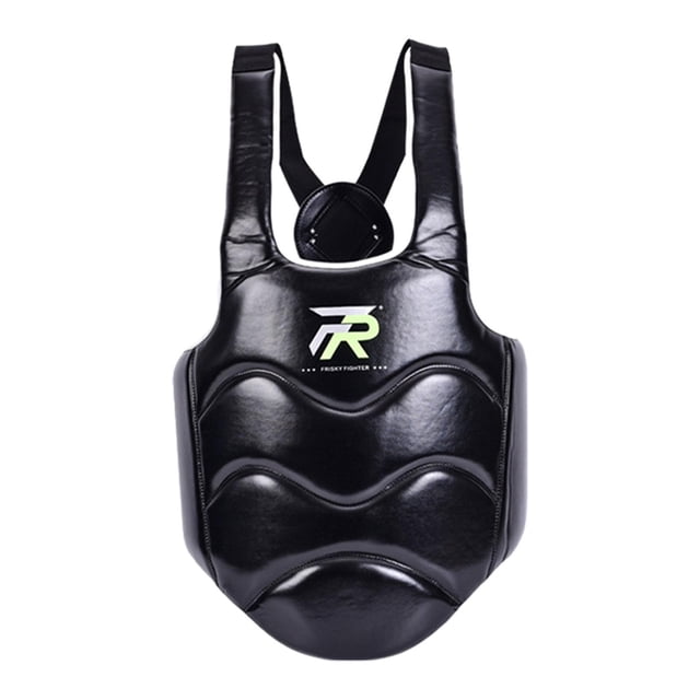 Almencla Karate Chest Guard Adults Kids Martial Arts Protection Pad Rib Armour Black L