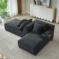 thumbnail image 5 of 71" Oversized Double Chaise Lounges Indoor, Upholstered Corduroy Sofa Bed with Dual Cup Holders, Sectional Sleeper Loveseat for Living Room, Dark Grey, 5 of 8