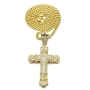 Yaoping Diamond Cross Necklace Gold Color Chain Pendant Necklace Hip Hop Jewelry for Men Women