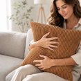 thumbnail image 3 of 20X20 Pillow Cover with Fine Ribbed Corduroy Texture, 20X20 Inch, Burnt Orange, for Couch and Sofa, Decorative Throw Pillow Case Insert Not Included, 3 of 3