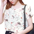thumbnail image 1 of Camiseta estampada para mujer Camiseta casual de manga corta Camiseta de gasa suelta con cuello redondo sidaley FS11222-06, 1 of 7