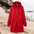 thumbnail image 4 of thefmos Women's Plus Size Hooded Zip Up Sweatshirt Jacket with Pockets Long Length Solid Color Casual Coat Fashion Fall Winter Clothes, Red M, 4 of 5