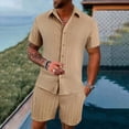 thumbnail image 2 of toraway Autumn Men's Suits Regular Fit 2 Piece Mens Spring and Summer Leisure Sports Comfortable Breathable Sweat Absorbing Short Sleeved Shorts Two Piece Set XL, 2 of 4