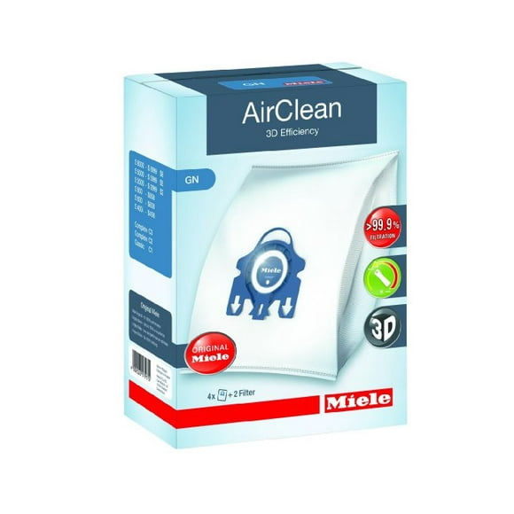 Miele 10123210 AirClean 3D Efficiency Dust Bag, Type GN, 4 Bags 2 Filters