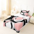 thumbnail image 3 of Castle Fairy Minimalist Circle Twin Sheets 3pcs,Mid Century Ring Shape Bedding,Pink Gray Black White,1 Flat Sheet, 1 Fitted Sheet and 1 Pillowcase, 3 of 7