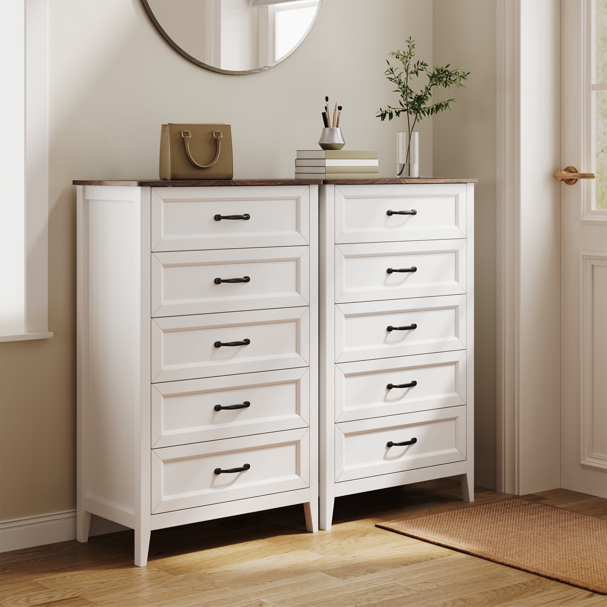 Asofer Bedroom Furniture Set - Includes 7 Drawer Dresser & 6 Drawer Dresser, White