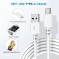 thumbnail image 3 of 2-Pack Type C Fast Charger,Compatible with Samsung Charger Android Phone USB-C Charging Cable 10ft Compatible for Galaxy S23/S22/S21/S20/S10e/S9/S8/Note20/Note10/Note9/Z Fold 3/4/5,White, 3 of 7