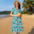 thumbnail image 4 of Disketp Mallard Ducks Swimming In The Lake para Vestido de Manga Corta para Mujeres, Vestidos de Verano para Mujeres, Casual y Holgado para la Playa, 4 of 6