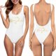 thumbnail image 1 of MKLEKYY Trajes De Baño Mujer Short Women Fashion Letter Print Piece Swimsuit Sexy Bikini Swimwear Bathing Sleeveless Backless Swimsuit 2133, 1 of 4