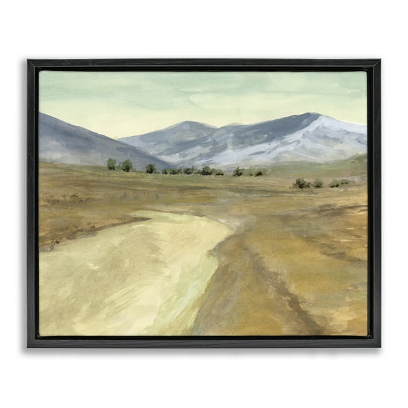 Stupell Industries Distant Desert Mountains Landscape & Nature Painting Black Floater Framed Canvas Art Print Wall Art, 21 x 17