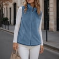 thumbnail image 6 of Hilenly Womens Lightweight Fleece Vest Sleeveless Zip Up Sherpa Jacket Stand Collar Fleece Gilet with Pockets, 6 of 8