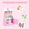 thumbnail image 4 of Giantex Kids Kitchen Playset, Wooden Pretend Cooking Playset w/ Cookware Accessories, Removable Sink, Microwave, Display Shelf, Toddler Pretend Play Kitchen Toy, Best Gift for Girl, Pink, 4 of 9