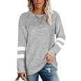 thumbnail image 1 of T-Shirts Décontractés à Manches Longues Rayés pour Femmes, Col Rond, Hauts Unis, Blouse Ample de Loisirs, 1 of 4