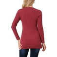 thumbnail image 3 of SUÉTER LARGO DE MANGA LARGA PARA MUJER INSPIRE CHIC, TUNICA, AJUSTE SUELTO, CAMISA DE PUNTO CASUAL CON BOLSILLOS, L ROJO OSCURO, 3 of 6