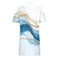 thumbnail image 5 of Otvok Womens Summer Cold Shoulder V Neck Dress Abstract Printed Short Sleeve Sundress Beach Vacation Clothes Loose Shift Mini Dress, 5 of 6