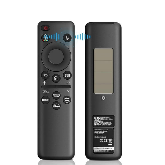 BN59-01432A Solar Voice Remote Replacement for Samsung TV Remote with Bluetooth Rechargeable Solar Cell, Compatible with Samsung Neo QLED S90D Smart 8K HDR Ultra HD TVs, VG-TM2360E 2023 Model, Black