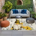 thumbnail image 2 of Daisy Floral Outdoor Rug for Patio/Deck/Porch, Non-Slip Large Area Rug 3 x 5 Ft, Vintage Rustic Bee Gnomes Flowers Indoor Outdoor Rugs Washable Area Rugs, Reversible Camping Rug Carpet Runner, 2 of 8
