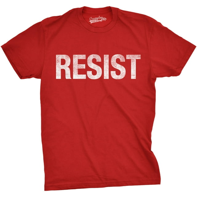 Mens Resist T Shirt Political Anti Authority Protest Tee Rebel Rally March Tee (Red) - 3XL