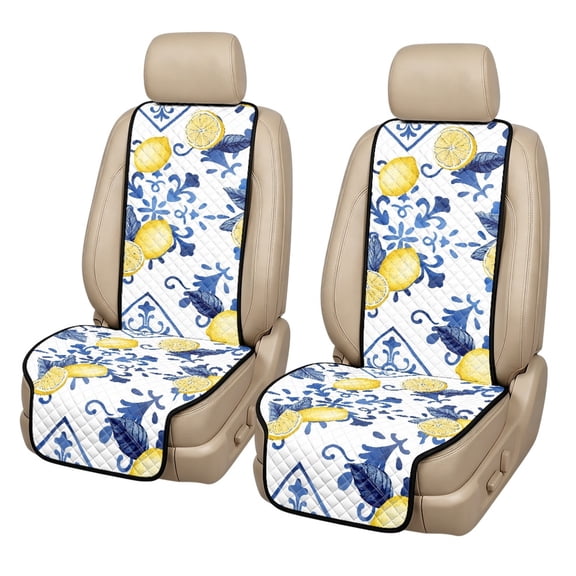 Eheartsgir Lemons Pattern Car Front Seat Covers for Universal Fit for Most Vehicles, Non Slip Non-Slip Seat Protector 2 Piece Quilted Padded Fabric Car Seat Covers