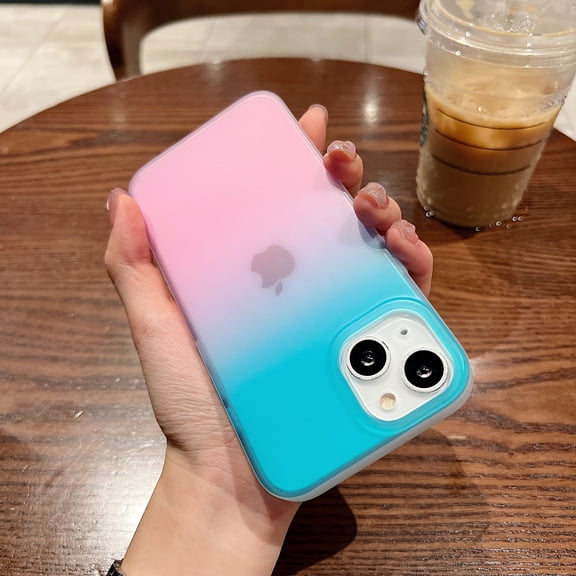 Allytech Frosted Case for Apple iPhone 12 Pro Max 6.7 inch,Shockproof Lightweight Stylish Gradient Matte Translucent Ultra Thin Phone Case Cover,Pink Blue