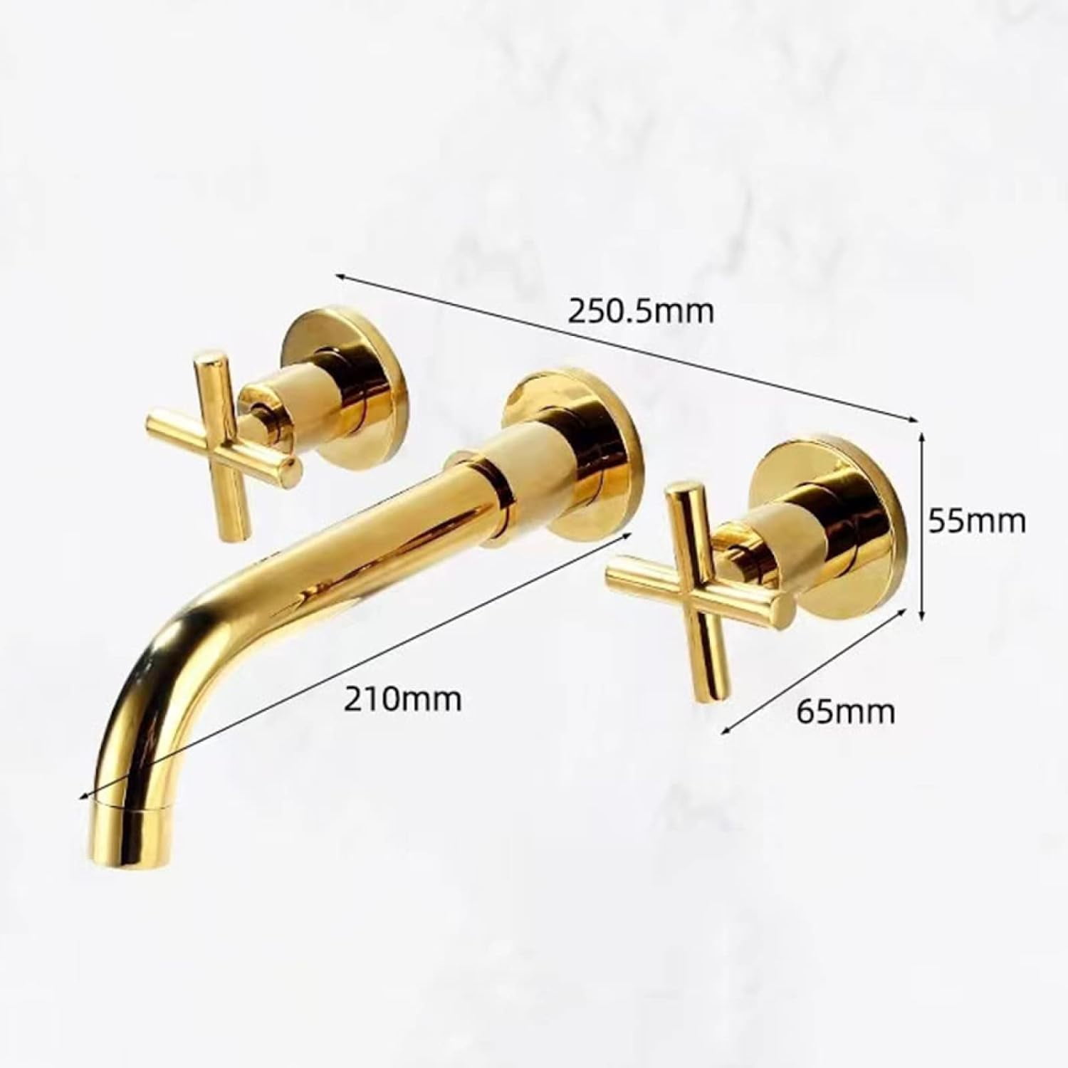 Wall Mounted Bathroom Sink Faucet, Solid Brass, 360 Swivel Spout Sink Faucet, Double Cross Handles, Wall Mount Bathroom Faucet, Black
