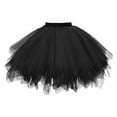 thumbnail image 5 of Skymirror Women Tutu Skirt A-line Big Swing Scattered Hem Solid Color Multi-layered Candy Color High Elastic Waist Fluffy Gauze Dancing Performance Short Pleated Skirt, 5 of 8