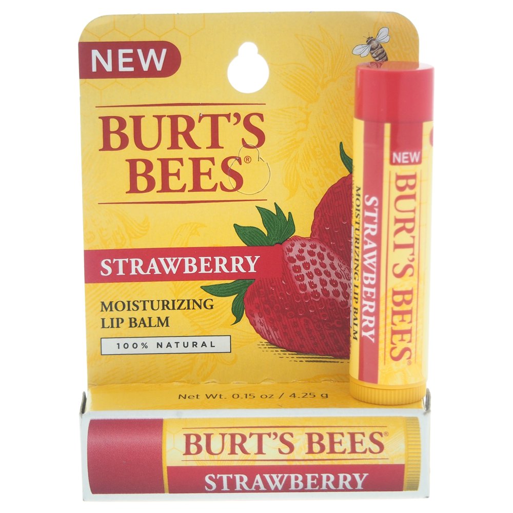 Strawberry Moisturizing Lip Balm by Burts Bees for Unisex 0.15 oz Lip Balm