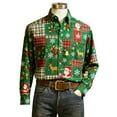 thumbnail image 5 of Tqyyweavej Christmas Shirts for Men Xmas Print Long Sleeve Lapel Shirts Party Dress Blouses Christmas Gifts for Men Size S to 3XL, 5 of 5