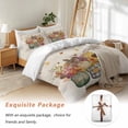 thumbnail image 7 of Fall Thanksgiving Bedding Duvet Cover Set Twin Size 4 Pieces Pumpkin Sunflowers Linen Texture Bedding Set with Zipper Closure, 1 Comforter Cover 68x86 Inches 1 Flat Sheet & 2 Pillow Cases, 7 of 7
