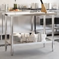 thumbnail image 1 of vidaXL Table de Cuisine 110x55x85 cm Acier Inoxydable, 1 of 5