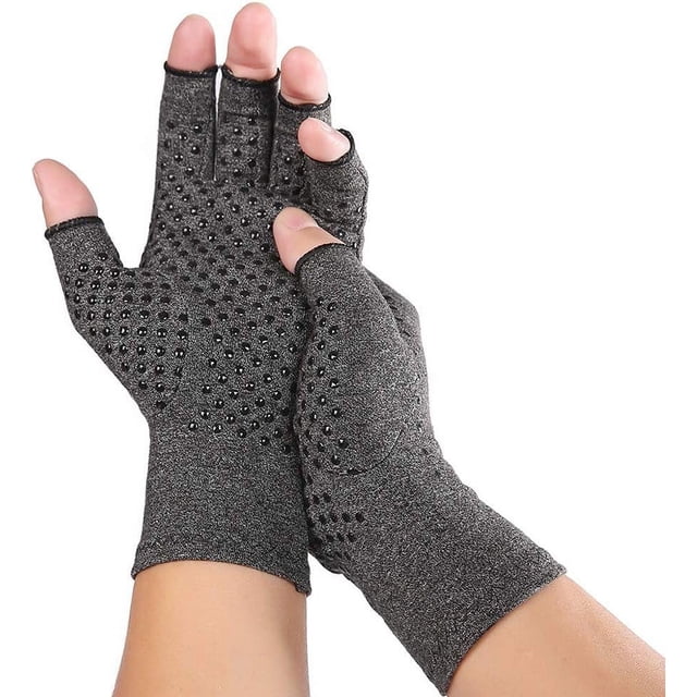 Guantes de compresión para artritis para hombres y mujeres, guantes sin dedos para artritis reumatoide y osteoartritis, guantes de compresión para aliviar el dolor de artritis (1 par)