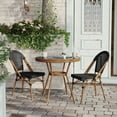 thumbnail image 3 of Flash Furniture Indoor/Outdoor Commercial French Bistro 31.5" Table, Black Textilene, Glass Top, Bamboo Print Aluminum Frame in Natural, 3 of 10