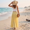 thumbnail image 5 of Women's Bohemian Style Elastic Waist Band Cotton Linen Long Maxi Skirt Dress, 5 of 6