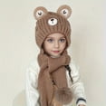 thumbnail image 2 of DEBGFS Bonnet Tricoté pour Enfants avec Foulard Intégrée - Cache-Oreilles Extensible en Polyester pour Enfants de 3 à 14 Ans, Tenue Décontractée Quotidienne pour Automne/hiver, Parfait pour les Sorties d'Anniversaire - Ha, 2 of 7