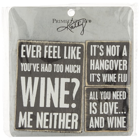 Primitives by Kathy Wooden Magnet Set, Large, Wine