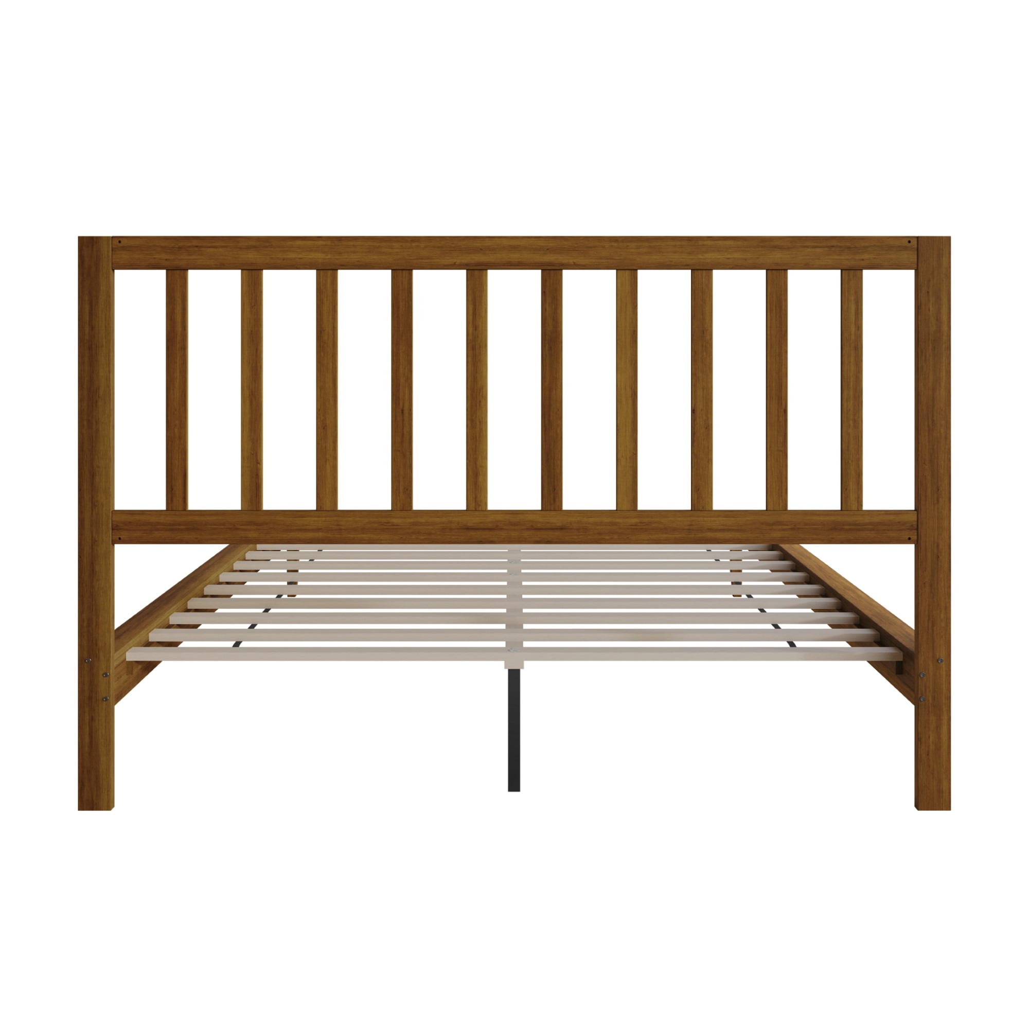 Home Design Lancaster Queen Platform Bed Frame with Slatted Headboard, No box spring required, Brown, Easy Assembly