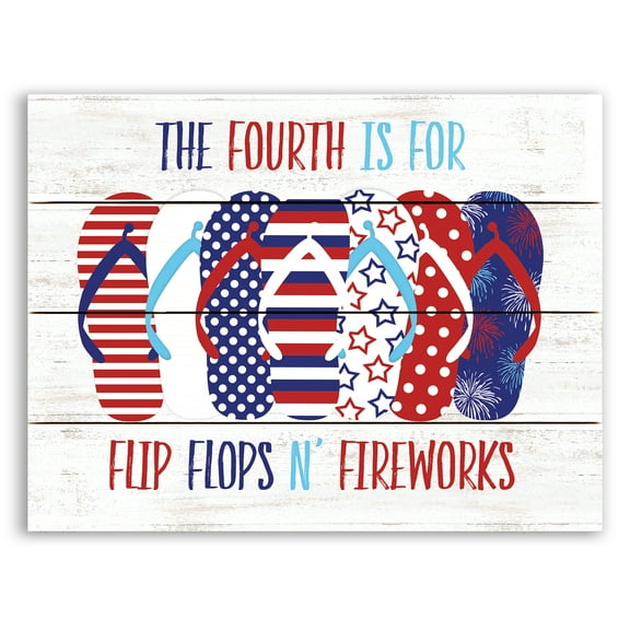 Creative Products Flip Flops N Fireworks 15.75 x 11.75 Pallet Wood Wall Art