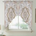 thumbnail image 2 of Brown Boho Swag Curtains for Kitchen/Bedroom/Living Room, Vintage Abstract Art Floral Ethnic Tribe Scalloped Curtains 63 Inch Long, Window Swag Topper Curtains Valances 2 Panels Set 36"x63", 2 of 8