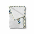 thumbnail image 2 of Letter C Soft Flannel Fleece Throw Blanket, Portuguese Culture Inspired Natural Elements in Letter C Alphabet Print, Cozy Plush for Indoor and Outdoor Use, 60" x 80", Blue Yellow Orange, by Ambesonne, 2 of 6