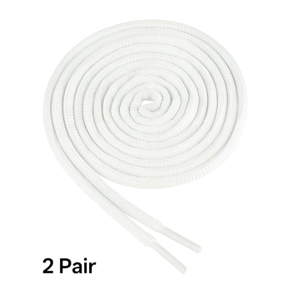 VANIDO 2 Pair Oval Shoes Laces Half Round Athletic Shoelaces for Running Shoes White 140Cm/55.11"