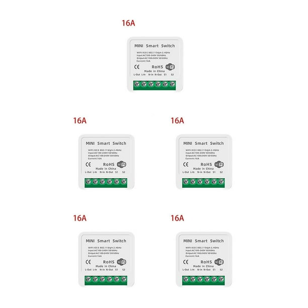 Inteprter Mini interruptor WiFi inteligente, Control remoto, asistente de voz, módulo de interruptor de automatización de cuenta regresiva, Type2 NO2