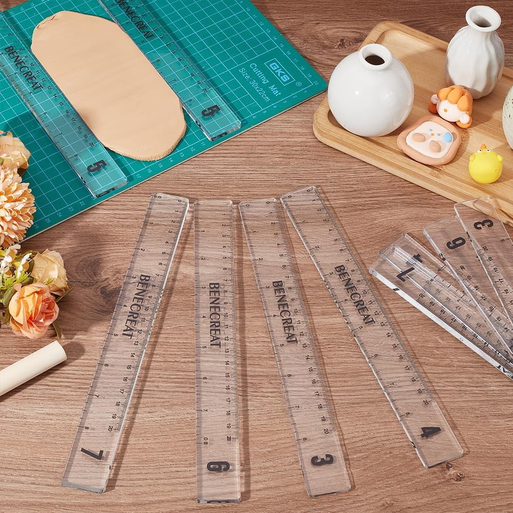 10Pcs 5 Size Polymer Clay Depth Guide 34567mm Acrylic Depth Guide Clay Rolling Pin Guide with Protective Film for Polymer Earrings