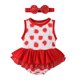 thumbnail image 1 of Gibobby Mamelucos para bebe niño Conjunto de diademas para niñas pequeñas sin mangas con estampado de fresas y volantes(Rojo, 6-9 Meses), 1 of 5